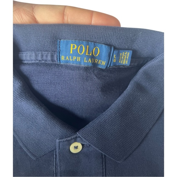 ⚜️ Polo Ralph Lauren Navy Short Sleeve Shirt w/ 🤍 White Pony Logo - Large - Picture 2 of 6